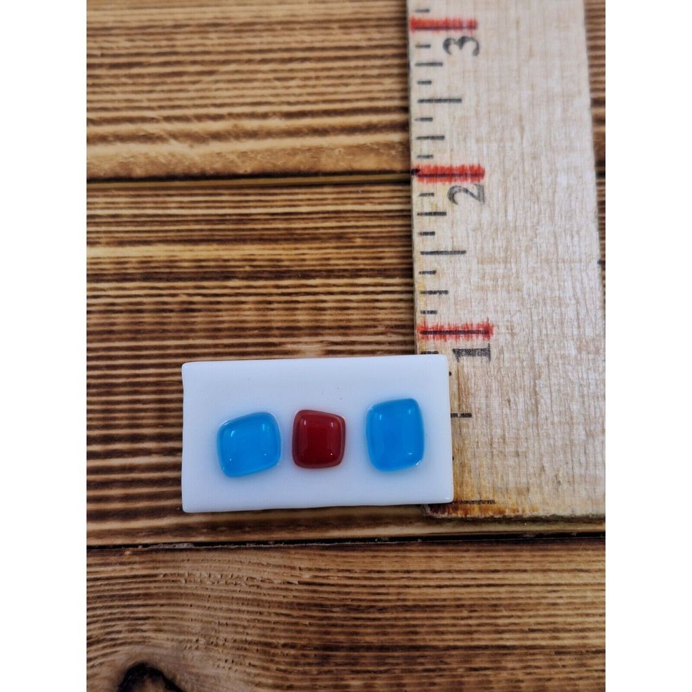 Fused Art Glass Rectangular Brooch Pin 1.5"‎ X 1" - Picture 6 of 6
